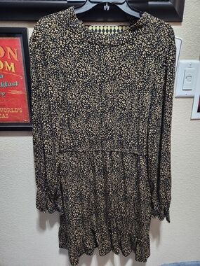 POPSUGAR Black and Tan Leopard Print Dress